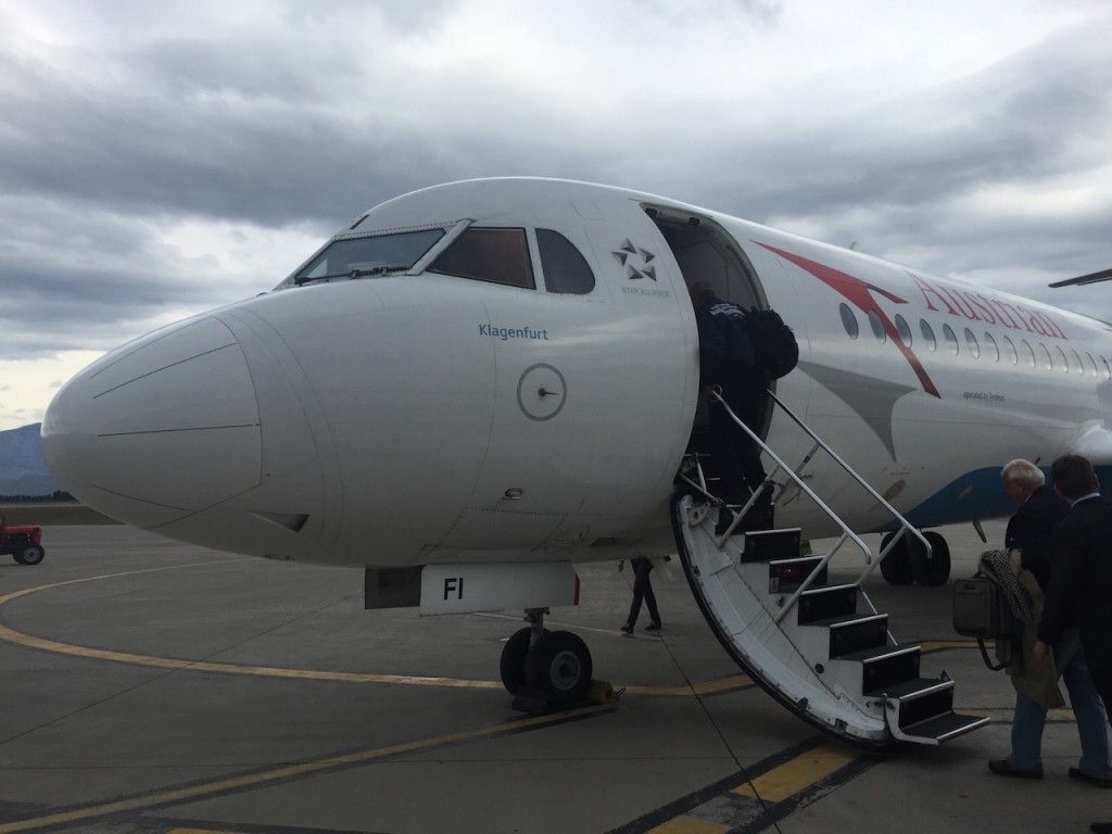 Austrian Fokker 70 - boarding in Podgorica