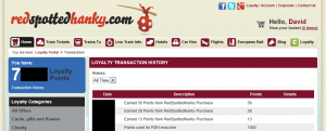Red Spotted Hanky loyalty points statement